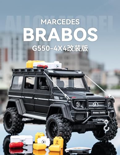 Image of 1:24 Diecast Mercedes-Benz G550-4X4 Modified Metal Pull Back Car with 6 Openable Doors & Sound Light Auto Toy car Best Gift Toys for Kids Boys (Black)