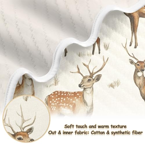 Image of Vintage Forest Deer Baby Blankets Soft Warm Crib Stroller Blanket for Toddler Newborn Girls Boys 30x40in