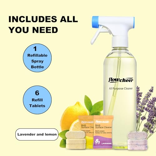 Image of flowcheer MultiPurpose Cleaner Kit (6 variety Scent Tablets + Spray Bottle)