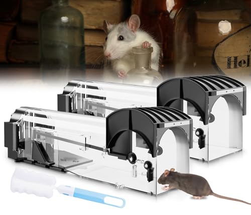Humane Mouse Traps, 12.6 Inches Enlarged No Kill Live Rat Rodent Traps for Chipmunks, Reusable Catch...