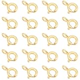 Beebeecraft 1 Schachtel Mit 20 Stück Federringverschlüssen 18K Vergoldetes Messing Runde Federringverschlüsse Für Halsketten Auslöserverbinder Zubehör Für Die Schmuckherstellung Armband 5mm