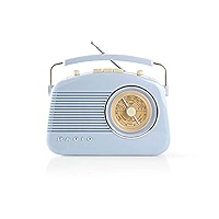 Nedis FM Radio - Portable Design, AM / FM, Battery Powered Analogue 1 5 W Black White Screen Headphone Output Black