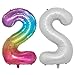 16 Inch Rainbow Colorful Jelly Digital Number Foil Mylar Balloons 0-9 baby shower Birthday Party Decoration Supplies banner (16 inch Jelly 2)