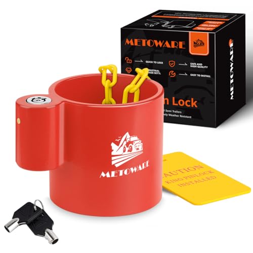 METOWARE 5th Wheel King Pin Lock for RVs & Semi Trailers, Red
