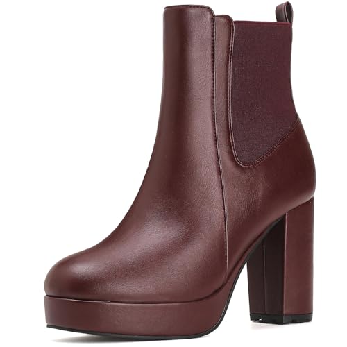 Putu Women's Chunky High Heel Ankle Boots Dressy Booties with