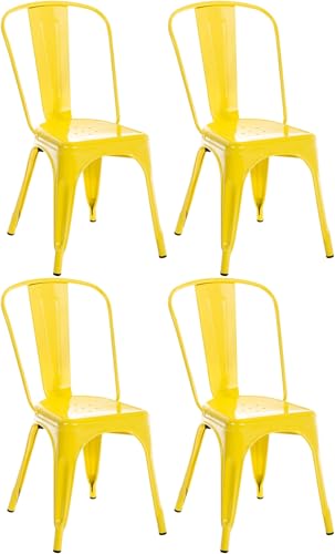 CLP Lot de 4 chaises Benedikt I Chaises métalliques empilables et faciles d'entretien, Couleur:Jaune
