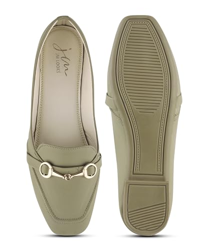 Image of JM LOOKS Sophisticated Horsebit Loafer Flats with Premium Matte Finish and Elegant Metal Link Detail for Daily Style