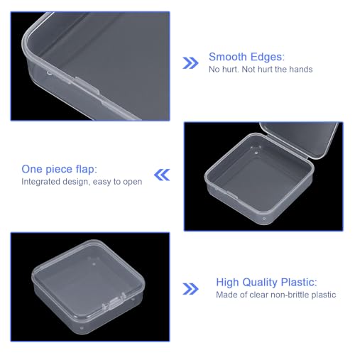 Image of uxcell 12Pcs Clear Small Plastic Beads Storage Containers with Lids, Square Anti-Oxidation Jewelry Storage Boxes for Small Items Craft, Beads, Ear Studs, Necklaces(3x2.95x1.02In)