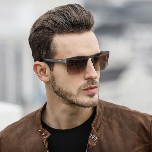 CARFIA Square Driving Polarized Sunglasses for Men Spring Hinge Eyewear2