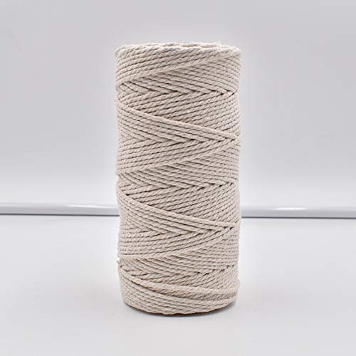 Image of 3mm 110Yards Natural Macrame Cotton Cord Thread With Wooden Beads, Rings, Sticks for Knitting Crafts, Wall Hanging, Plant Hangers, Handicrafts, Home Decoration, Handmade DIY