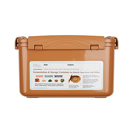 Crazy Korean Cooking Premium Kimchi, Sauerkraut Fermentation and Storage Container with Inner Vacuum Lid (1.3 Gal (5.2L)) - Thumbnail 2