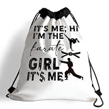 GXJGWSQ Lightweight Drawstring Sport Bag, Martial Arts Bag - Hi I'm the Karate Girl, Karate Practical Drawstring Backpack, Quick-drying and Moisture-proof Cinch Bags for Gym, Sports, Training 084