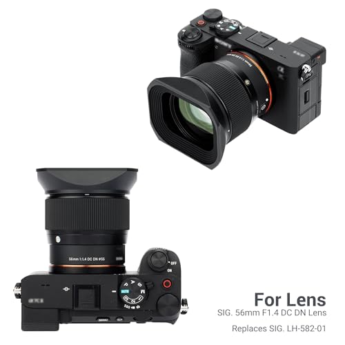 Image of JJC Metal Square Lens Hood for Sigma 56mm f /1.4 DC DN Contemporary Lens | Replaces Sigma LH-582-01 Lens Hood, No Vignetting, with Protective Hood Cap, Not Affect The Use of 55mm Filter