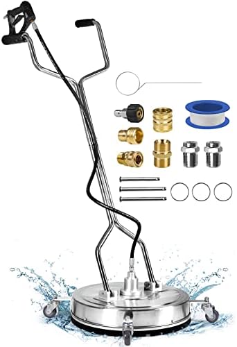 MEKOH Pressure Washer Surface Cleaner 22'', 4500PSI Stainless Steel Surface Cleaner Attachment with Wheels, Power Washer Accessory for Driveway Sidewalk Curb Deck Patio Cleaning, 3/8'' Quick-Connect
