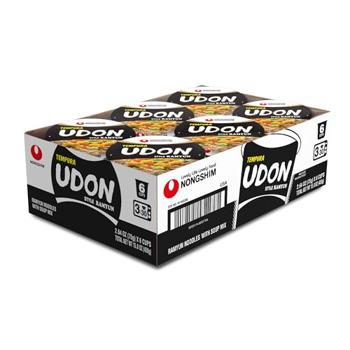 Nongshim Tempura Udon Style Instant Ramyun Noodle Cup with Soup Mix, Microwaveable, 2.64 OZ (Pack of