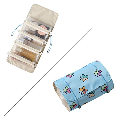 Zvivi Sac de Rangement Pliable Peut être fractionné Sac de Toilettes cosmétiques Pratique à Grande capacité,Bleu Cover