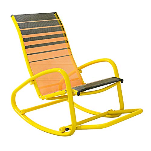 Zpee Mesh Patio Rocking Chair,Super Breathable Garden Chair Lounge Chair Lazy Chair,Ergonomic Recliner Camp Chair With Carpet Yellow #TOP1