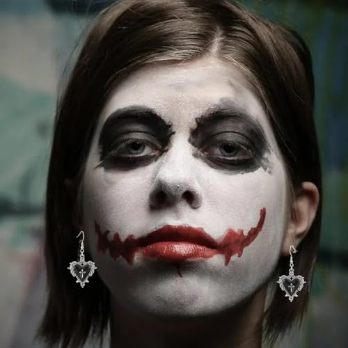 Gothic Thorn Heart Earrings,Punk Style Red Purple Black Crystal Earrings Vintage Heart Cross Earring Y2k Aesthetic Hip Hop Earring Victoria Vampire Halloween Jewelry Costume4