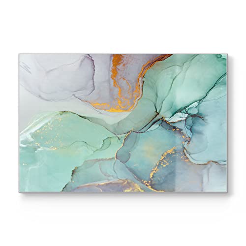 DEQORI Planche à découper en verre - Grande taille - 30 x 20 cm - Motif aquarelle défilée - Planche à découper design pour la cuisine - Planche à petit-déjeuner antibactérienne et antidérapante