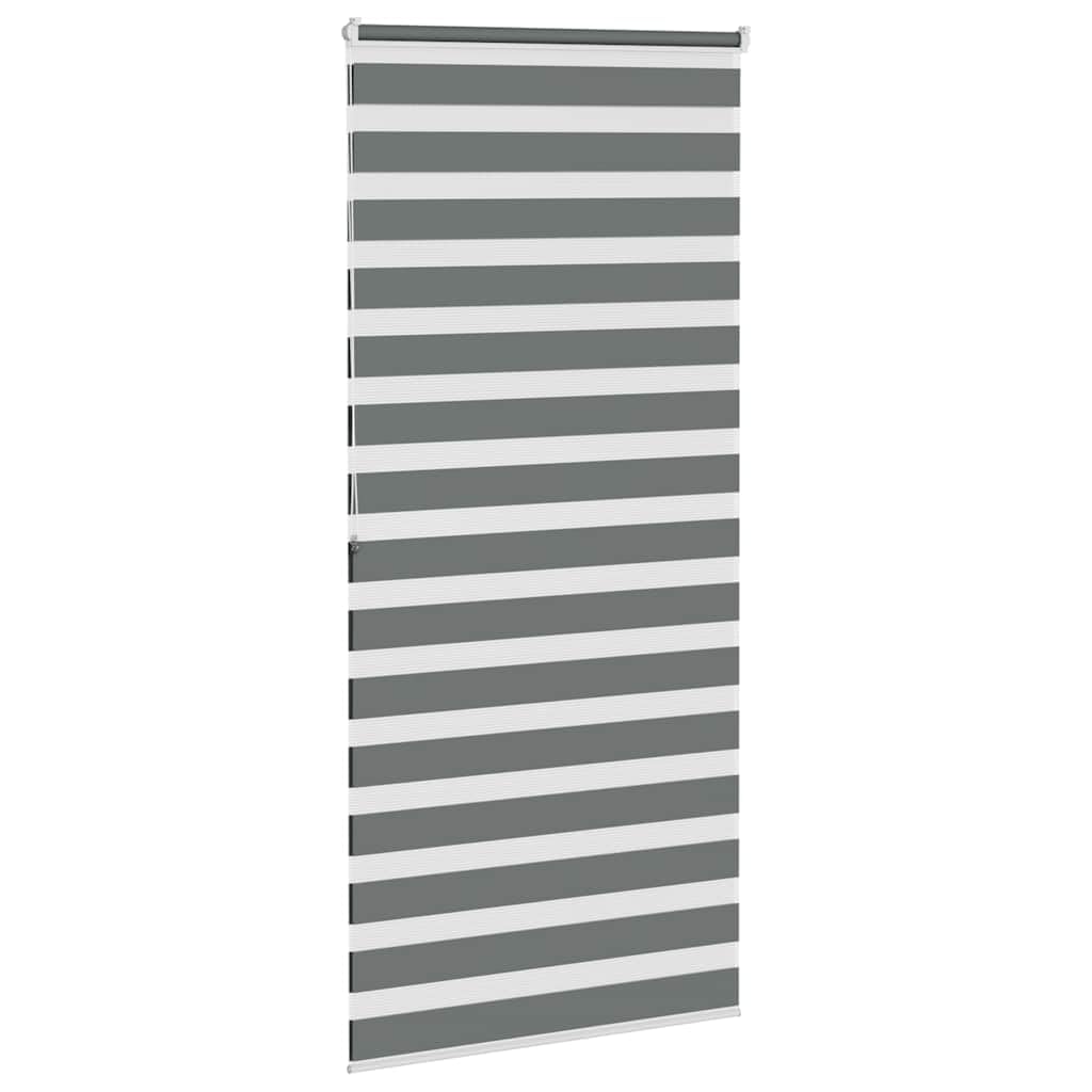 Store zébré Gris foncé en Polyester avec Large Tissu 95,9 cm, Hauteur 200 cm, Montage sans perçage ou avec vis, Protection Solaire pour fenêtre et Baie vitrée, contrôle lumière Ajustable