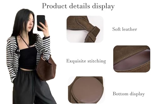 Small Classic Suede Leather Shoulder Bags Purse for Women,Fashion designer Tote Handbags, for travel, shopping, parties.3