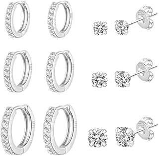 Sterling Silver Earrings Set For Women Hypoallergenic Lightweight Small Gold Stud Earrings for Women