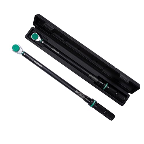 KOEORWS 1/2-Inch Drive Click Torque Wrench, 40-250 Ft.lb/54.2-339 Nm Dual-direction Torque Wrench with ±3% High Precision, Dual Range Scales, Quick Release Reversible Head for Motorcycle, Car