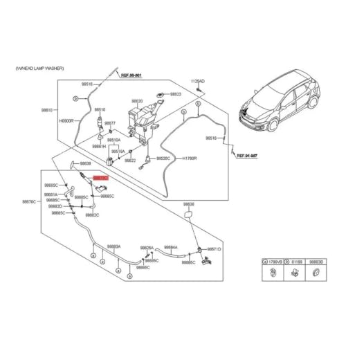 Kit lave-phare avant 98671-A2700, gicleur noir de remplacement compatible Ceed - 6