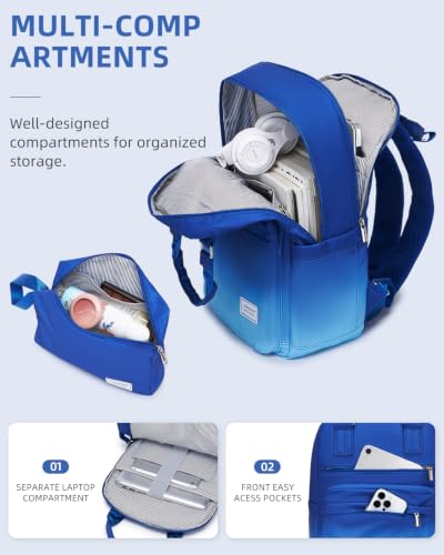 Image of LARVENDER Carry on Luggage 22x14x9 Airline Approved Hardshell Suitcase with Wheels TSA Lock, PC+ABS Lightweight Suitcase Set for Women with Travel Backpack, Navy Glow, 3 Piece Set