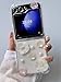 Glitter Flower Case for Galaxy Z Flip 5 - Clear Lotus & Pink Rose, Elegant Design, Shockproof Cute Floral Case for Z Flip 5