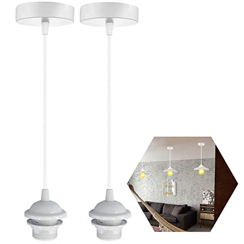 Portalámpara Colgante E27 De Metal Ajustable - Cable De 100 Cm, Color Negro, Compatible Con Pantallas De Lámpara