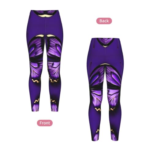 Leggings de compresión premium tacto suave mariposas moradas 4