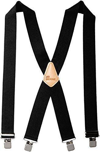 Berne Workwear Men's Embossed Back Elastic Suspenders, Black, ADJ