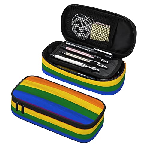 Estuche organizador de gran capacidad, colorido arco iris, con cremallera, para niñas, niños, adolescentes, adultos, escuela, oficina, bolsa de almacenamiento, soporte para lápices, estudiantes