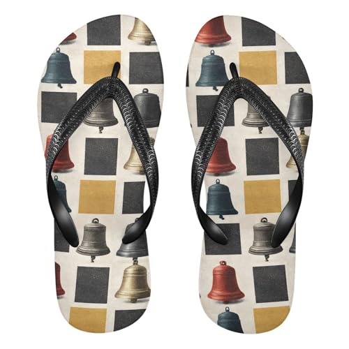 Flip Flop Sandals Bells Pattern Print for Women Men Beach Outdoor XS