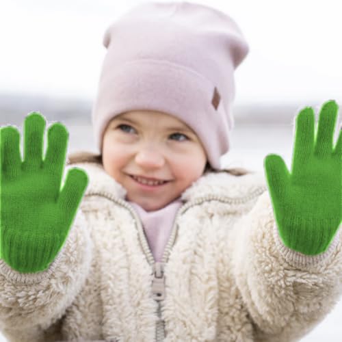 2 Pairs Kid Winter Gloves Toddler Solid Knit Warm Stretchy Magic Gloves for Boys Girls2