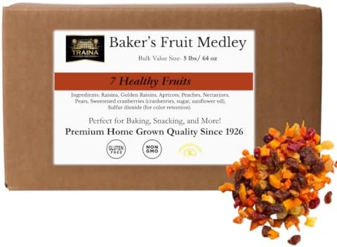 Traina Home Grown Baker’s Fruit Medley-Bulk Mixed Dried Fruit, Bulk (5lbs)