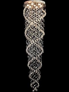 Luxury Double Spiral Crystal Chandeliers, Modern Droplet Clear K9 Crystal Ball Ceiling Light Flush Mount Pendant Lamp for Living/Dining Room Stairway Hotel Wedding GU10X7 Bulbs Required D50cm H186cm