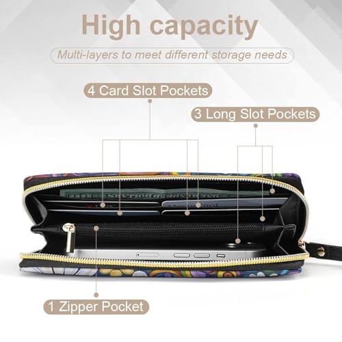 Floral Women's Wallet Wristlet Zipper Purse with Hand Strap Travel Credit Card Holder for Daily Use Gifts3