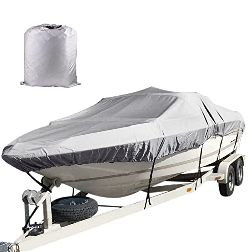 14-16FT Boat Cover - Heavy Duty Trailerable Boat Cover for V-Hull Tri-Hull Runabout Fishing Ski Bass Boat Beam up to 90 Inch