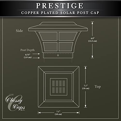 Classy Caps SL079C Plated Prestige Solar Post Cap, 4" x 4", Copper