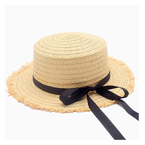 Xingyue Aile Chapeaux de chapeau et de cow-boy, Chapeau de loisirs pour femmes en forme de paille, chapeau de paille décontracté pour femmes avec ruban Bow Ribbon ( Color : Natural , Size : 56-58CM ) Cover