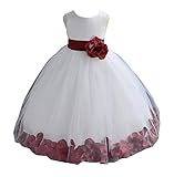ekidsbridal White Floral Rose Petals Flower Girl Dress Birthday Girl Dress Junior Flower Girl Dresses 302s 6