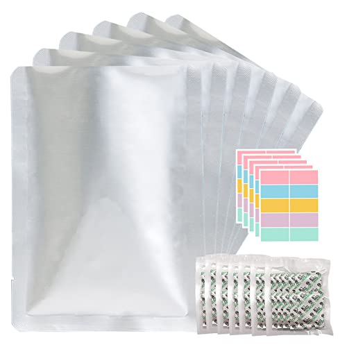 50pcs 1 Gallon Mylar Bags for Food Storage with Oxygen Absorbers 500CC (6 Packs of 10pcs) and Labels, 9.5 Mil 10"x14" Vacuum Sealer Bags Heat Sealable Bags for Long Term Food Storage(Extra Thick） -  SHXWELL