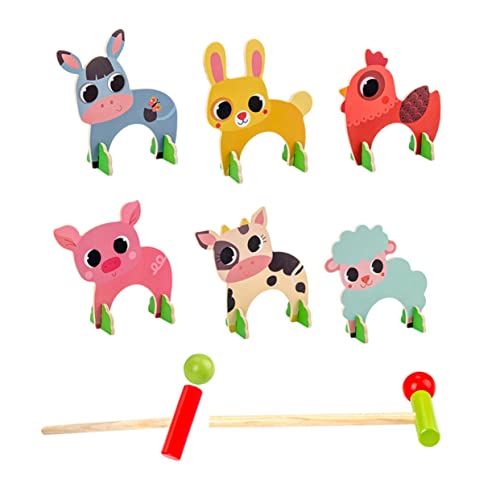 ibasenice 1 Juego Croquet de Animales Deportes Juguete Educativo para Juegos Family Games Brain Toys Juguete Interactivo para Juguetes cognitivos para de Madera Colorful