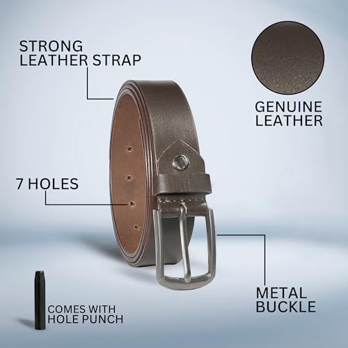 Image of RABELL Genuine Leather Belt for Men Leather Original | Belt for Men Formal & Casual Original Branded belt | Adjustable size Fits Waist up to 46 inches 1.5in Width Zinc Casted Buckle Comes in Gift Box