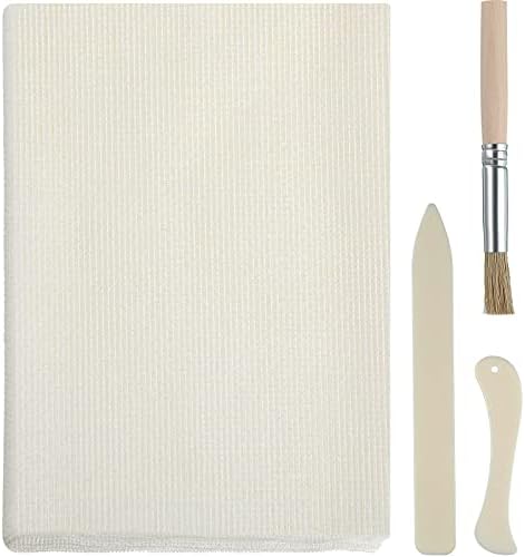 Book Binding Cloth Kits, Includes 39 Inch Book Binding Cloth 2 Pieces Bone Folder Tools and 1 Glue Brushes Repair Cloth Material for Repairing Binding of Old Books
