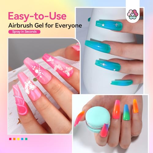 Image of SAVILAND Airbrush Gel Nail Polish Hema-Free: Dilution-Free Colorful Airbrush Nail,12 Colors 15ml Non-Acetone for Nails French Manicure DIY Salon & Party & Bar Social Nail Art