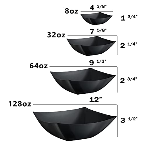 Exquisite Disposable Plastic Serving Bowls Pack Of 8 Black Plastic Bowl For Parties Square | 32 Oz Black Plastic Bowls For Parties Disposable Serving Bowls For Salad Bar Buffet Serving Bowl For Candy #TOP5