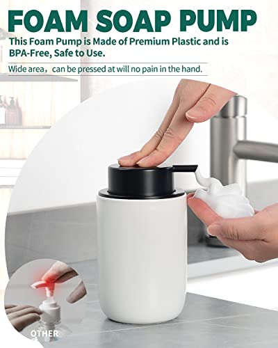 Image of BosilunLife Foaming Soap Dispenser - Ceramic White Soap Dispenser Bathroom Small Foam Hand Dispenser Refillable Kitchen Dish Soap Bottle Hand Wash Dispenser